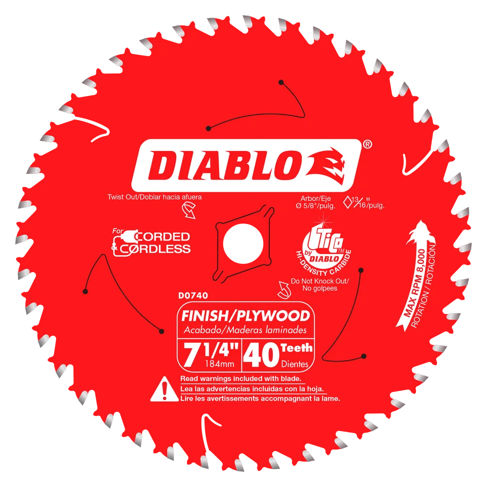 7-1/4 in. x 40 Tooth Finish Saw Blade - 15 per Order - Diamond Tool Store
