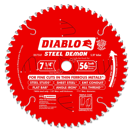 7-1/4 in. x 56 Tooth Carbide-Tipped Saw Blade for Metal - 8 per Order Diablo Tools