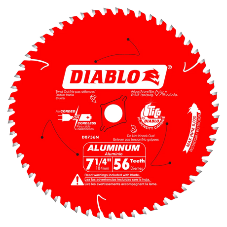 7-1/4 in. x 56 Tooth Thick Aluminum Cutting Saw Blade - 8 per Order Diablo Tools