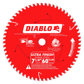 7-1/4 in. x 60 Tooth Ultra Finish Saw Blade - 14 per Order Diablo Tools
