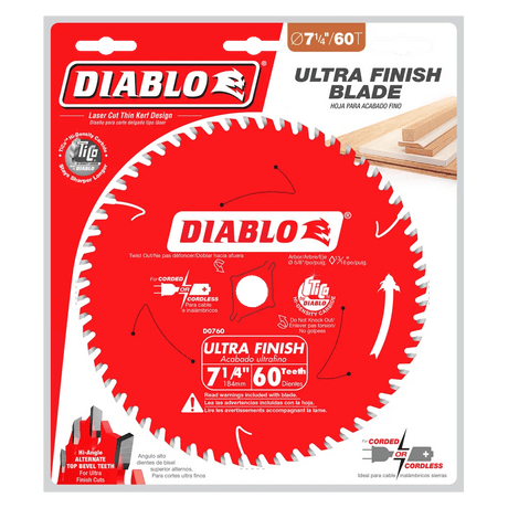 7-1/4 in. x 60 Tooth Ultra Finish Saw Blade - 14 per Order Diablo Tools