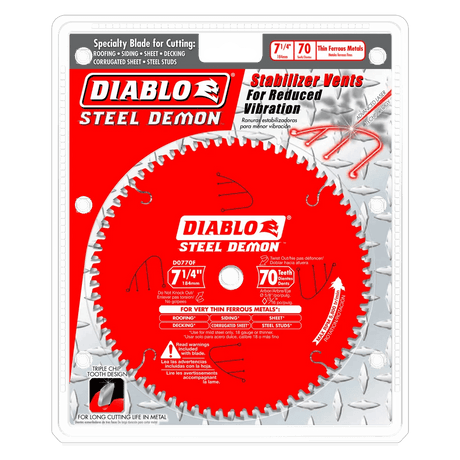 7-1/4 in. x 70 Tooth Carbide-Tipped Saw Blade for Metal - 8 per Order Diablo Tools