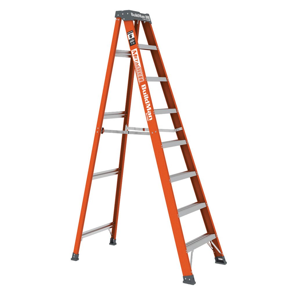 8′ Buildman™ Fiberglass Stepladder MetalTech