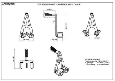 Aardwolf Stone Panel Carriers with Cable Aardwolf