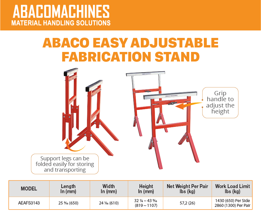 Abaco Easy Adjustable Fabrication Stand - Diamond Tool Store