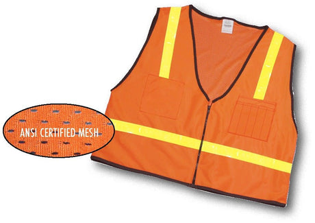 ANSI Class 1 Surveyor Vest Mesh Back With Pockets (12 Count) 6302-138-3 Mutual Industries Orange Large