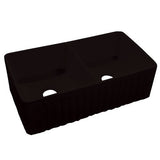 Dakota Signature Fire Clay Apron Front 33″x18″ (50/50) Scalloped Sink DSE-FCA3020MBK Dakota Sinks Matte Black