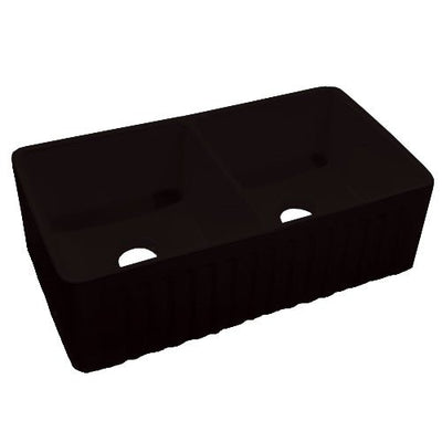 Dakota Signature Fire Clay Apron Front 33″x18″ (50/50) Scalloped Sink DSE-FCA3020MBK Dakota Sinks Matte Black