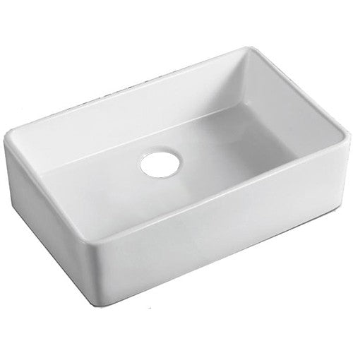 8 Inch Fire Clay Single Bowl Reversible Apron Front Kitchen Sink - White - Dakota Sinks