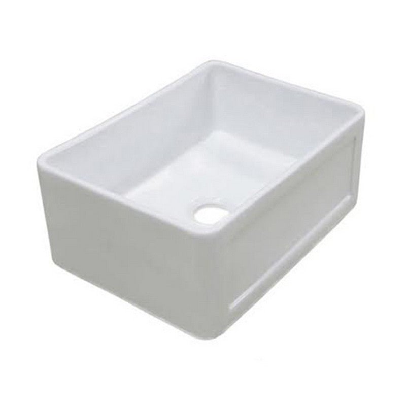 8 Inch Fire Clay Single Bowl Reversible Apron Front Scalloped Kitchen Sink, White - Dakota Sinks
