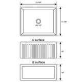 Dakota Sinks DSE-FCA2418S Signature Elements Series 23 7/8 Inch Fire Clay Single Bowl Reversible Apron Front Scalloped Kitchen Sink, White Dakota Sinks