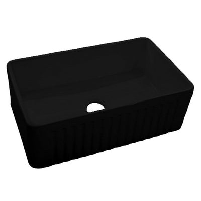 Dakota Sinks DSE-FCA3018S Signature Elements Series 30 1/8 Inch Fire Clay Single Bowl Reversible Apron Front Kitchen Sink DSE-FCA3018SMBK Dakota Sinks Matte Black