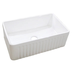 Dakota Sinks DSE-FCA3018S Signature Elements Series 30 1/8 Inch Fire Clay Single Bowl Reversible Apron Front Kitchen Sink DSE-FCA3018S Dakota Sinks White