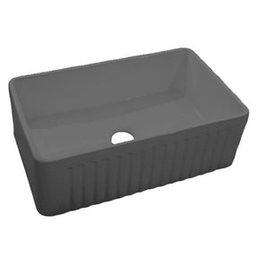 Dakota Sinks DSE-FCA3018S Signature Elements Series 30 1/8 Inch Fire Clay Single Bowl Reversible Apron Front Kitchen Sink DSE-FCA3018SMGY Dakota Sinks Matte Grey