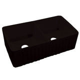 Dakota Sinks DSE-FCA5050S Signature Elements Series 33 1/4 Inch Fire Clay Double Bowl Reversible Apron Front Kitchen Sink DSE-FCA5050SMBK Dakota Sinks Matte Black