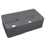 Dakota Sinks DSE-FCA5050S Signature Elements Series 33 1/4 Inch Fire Clay Double Bowl Reversible Apron Front Kitchen Sink DSE-FCA5050SMGY Dakota Sinks Matte Grey