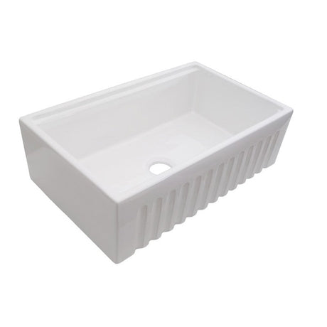 Dakota Sinks DSE-FCAL3320S Signature Elements Series 33 Inch Fire Clay Single Bowl Reversible Apron Front Kitchen Sink with Accessory Ledges Dakota Sinks