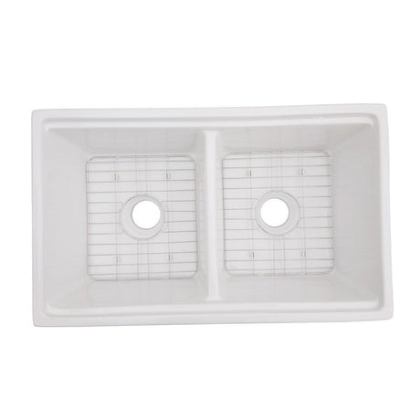 Dakota Sinks DSE-FCAL5050S Signature Elements Series 33 Inch Fire Clay Double Bowl Reversible Apron Front Kitchen Sink with Accessory Ledges Dakota Sinks