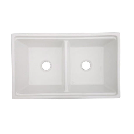 Dakota Sinks DSE-FCAL5050S Signature Elements Series 33 Inch Fire Clay Double Bowl Reversible Apron Front Kitchen Sink with Accessory Ledges Dakota Sinks