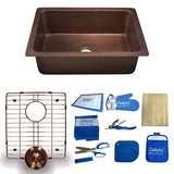Dakota Sinks DSE-HC2318 Signature Elements Series 22 3/4 Inch Handmade Copper Single Bowl Undermount Kitchen Sink - Hammered Copper Dakota Sinks