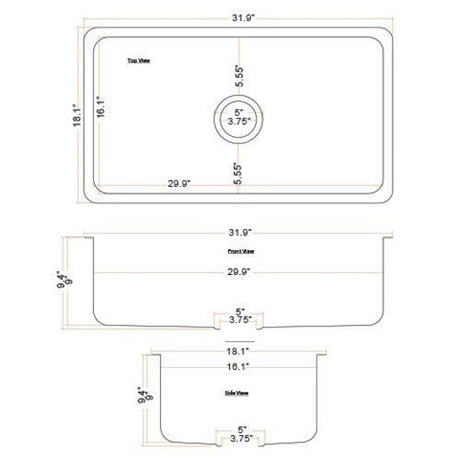 Dakota Sinks DSE-HC3218 Signature Elements Series 31 7/8 Inch Handmade Copper Single Bowl Undermount Kitchen Sink - Hammered Copper Dakota Sinks