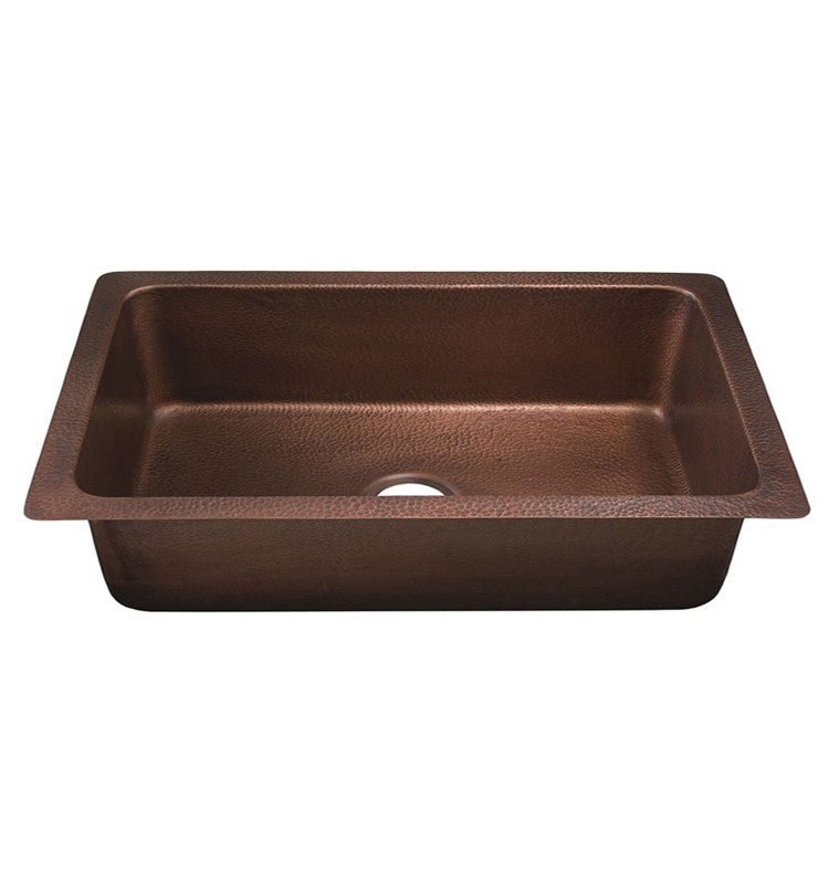 8 Inch Handmade Copper Single Bowl Undermount Kitchen Sink - Hammered Copper - Dakota Sinks