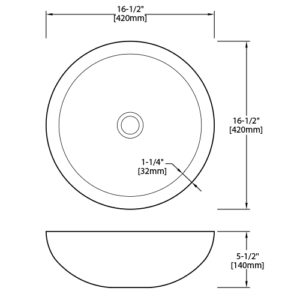 Dakota Sinks DSE-NSV00 Signature Elements Series 16 1/2 Inch Chiseled Polished Travertine Single Bowl Round Vessel Sink Dakota Sinks