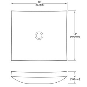 Dakota Sinks DSE-NSV02 Signature Elements Series 18 Inch Chiseled Polished Granite Curved Single Bowl Rectangle Bathroom Vessel Sink Dakota Sinks
