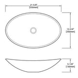 Dakota Sinks DSE-TGV01 Signature Elements Series 21 5/8 Inch Tempered Glass Single Bowl Oval Bathroom Vessel Sink Dakota Sinks