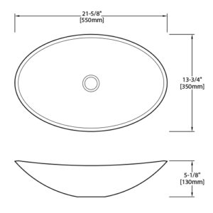 Dakota Sinks DSE-TGV01 Signature Elements Series 21 5/8 Inch Tempered Glass Single Bowl Oval Bathroom Vessel Sink Dakota Sinks