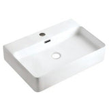Dakota Sinks DSE-VCTM00W Signature Elements Series 23 5/8 Inch Vitreous China Top Mount Single Bowl White Rectangle Bathroom Vessel Sink Dakota Sinks