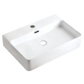 Dakota Sinks DSE-VCTM00W Signature Elements Series 23 5/8 Inch Vitreous China Top Mount Single Bowl White Rectangle Bathroom Vessel Sink Dakota Sinks