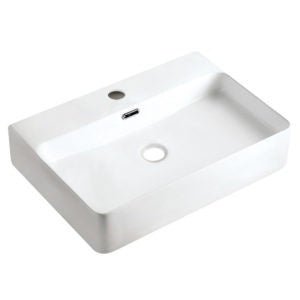 Dakota Sinks DSE-VCTM00W Signature Elements Series 23 5/8 Inch Vitreous China Top Mount Single Bowl White Rectangle Bathroom Vessel Sink Dakota Sinks