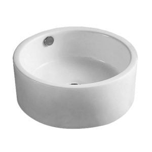 Dakota Sinks DSE-VCV04W Signature Elements Series 16 1/2 Inch Vitreous China Single Bowl Round Bathroom Vessel Sink, White Dakota Sinks