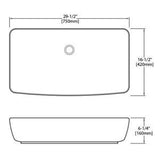 Dakota Sinks DSE-VCV05W Signature Elements Series 29 1/2 Inch Vitreous China Single Bowl Rectangle Bathroom Vessel Sink, White Dakota Sinks