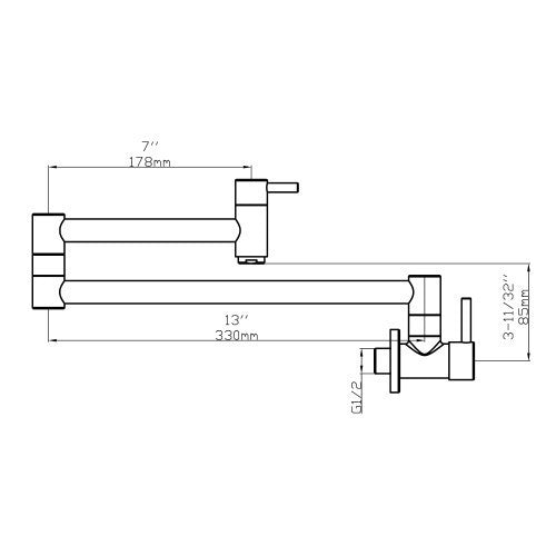 Dakota Sinks DSF-07KPF00BN Single Hole Wall Mount Stainless Steel Pot Filler - Brushed Nickel Dakota Sinks