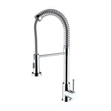 Dakota Sinks DSF-23KRS00 Signature 22 7/8 Inch Single Hole Pull-Down Pre-Rinse Spring Kitchen Faucet with 2 Function Spray Head DSF-23KRS00CR Dakota Sinks Chrome