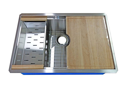 Dakota Sinks DSL-3319 Signature L-Series 33 Inch Flat Ledge Single Bowl Undermount Stainless Steel Kitchen Sink - Satin Brushed Nickel Dakota Sinks