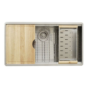 Dakota Sinks DSL-3620 Signature L-Series 36 Inch Flat Ledge Single Bowl Undermount Stainless Steel Kitchen Sink - Satin Brushed Nickel Dakota Sinks
