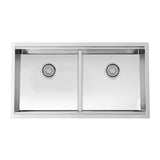 Dakota Sinks DSL-5050LD Signature L-Series 32 Inch 50/50 Flat Ledge Double Bowl Undermount Stainless Steel Kitchen Sink - Satin Brushed Nickel Dakota Sinks