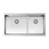 Dakota Sinks DSL-6040LD Signature L-Series 32 Inch 60/40 Flat Ledge Double Bowl Undermount Stainless Steel Kitchen Sink - Satin Brushed Nickel Dakota Sinks