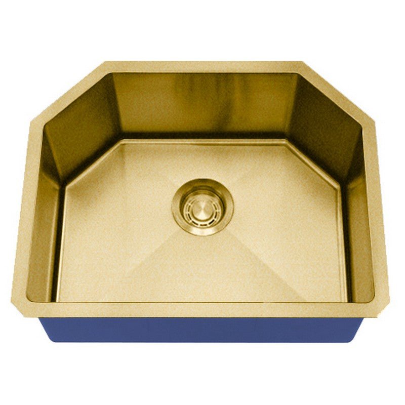 Dakota Sinks DSM-2321 Signature M-Series 23 Inch Micro Radius Single D-Bowl Undermount Kitchen Sink with Bottom Grid, Satin Brushed Nickel DSM-2321GD Dakota Sinks Gold