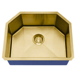Dakota Sinks DSM-2321 Signature M-Series 23 Inch Micro Radius Single D-Bowl Undermount Kitchen Sink with Bottom Grid, Satin Brushed Nickel DSM-2321GD Dakota Sinks Gold