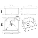 Dakota Sinks DSM-2321 Signature M-Series 23 Inch Micro Radius Single D-Bowl Undermount Kitchen Sink with Bottom Grid, Satin Brushed Nickel Dakota Sinks