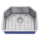 Dakota Sinks DSM-2321 Signature M-Series 23 Inch Micro Radius Single D-Bowl Undermount Kitchen Sink with Bottom Grid, Satin Brushed Nickel DSM-2321 Dakota Sinks Satin Brushed Nickel