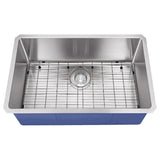 Dakota Sinks DSM-3018 Signature M-Series 30 Inch Micro Radius Single D-Bowl Undermount Kitchen Sink with Bottom Grid DSM-3018 Dakota Sinks Stain Brushed Nickel