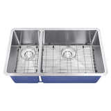 Dakota Sinks DSM-3070 Signature M-Series 32 Inch Micro Radius 30/70 Double Bowl Undermount Kitchen Sink with Bottom Grid DSM-3070 Dakota Sinks Satin Brushed Nickel