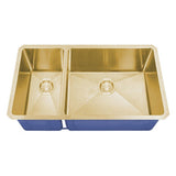 Dakota Sinks DSM-3070 Signature M-Series 32 Inch Micro Radius 30/70 Double Bowl Undermount Kitchen Sink with Bottom Grid DSM-3070GD Dakota Sinks Gold