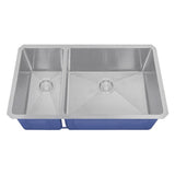 Dakota Sinks DSM-3070 Signature M-Series 32 Inch Micro Radius 30/70 Double Bowl Undermount Kitchen Sink with Bottom Grid DSM-3070SV Dakota Sinks Silver