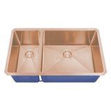 Dakota Sinks DSM-3070 Signature M-Series 32 Inch Micro Radius 30/70 Double Bowl Undermount Kitchen Sink with Bottom Grid DSM-3070CP Dakota Sinks Copper